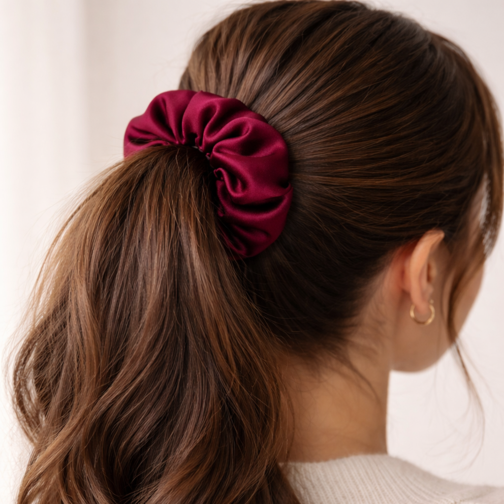 Scrunchie saténová gumička SINOA burgundy3